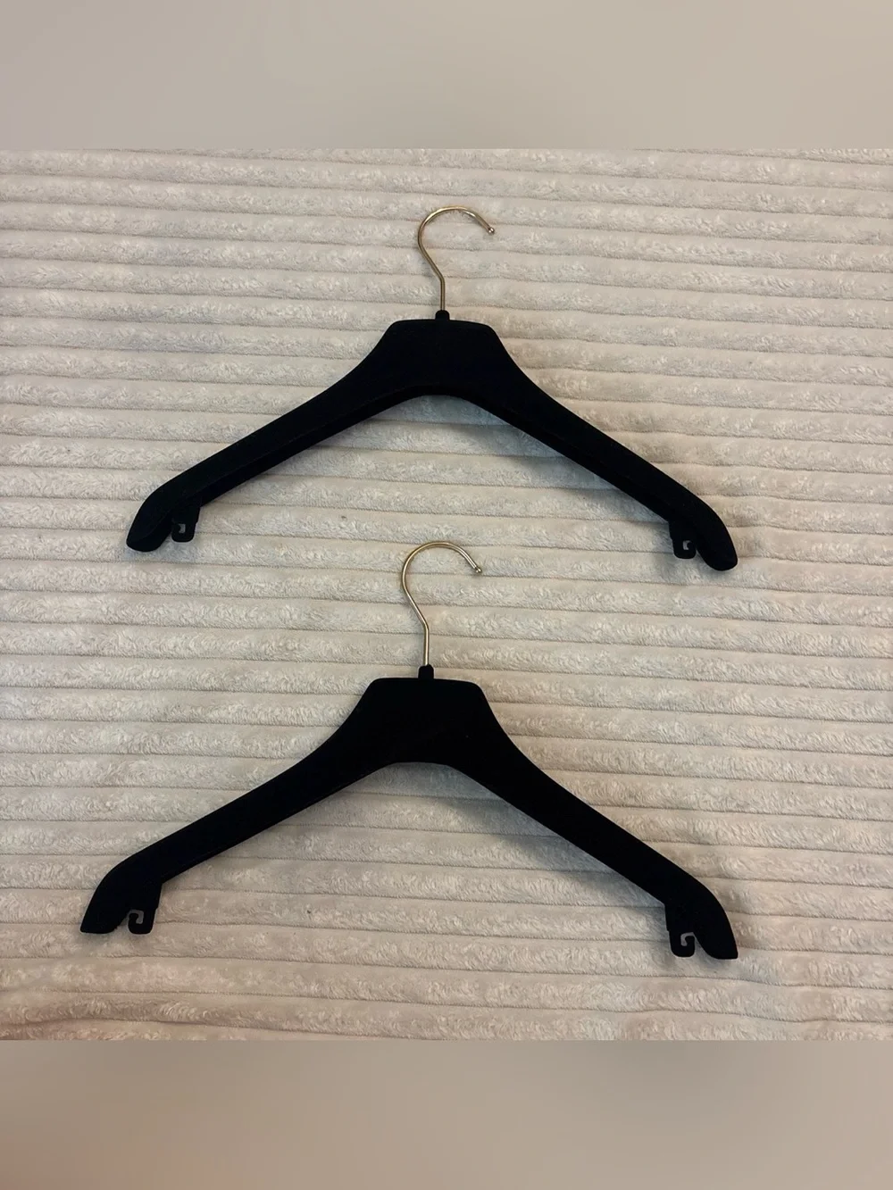 CHANEL Black Velvet Hangers with Gold CC Logo - Set of 2